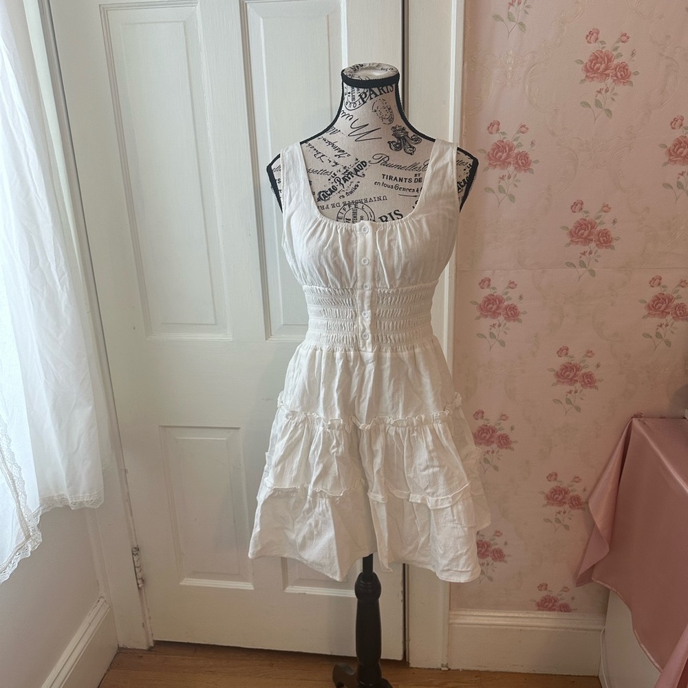 Lulu's White Ruffled Mini Dress